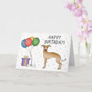 Fawn Italian Greyhound Cartoon Hund Happy Birthday Karte