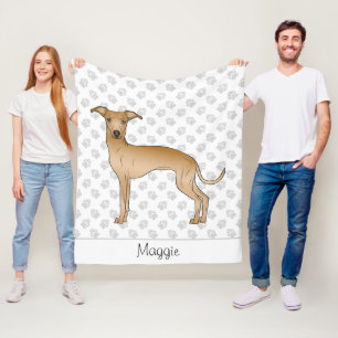 Fawn Italian Greyhound Cartoon Hund mit einem Name Fleecedecke