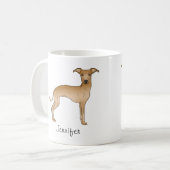 Fawn Italian Greyhound Niedlich Cartoon Hund mit N Kaffeetasse (Vorderseite Links)
