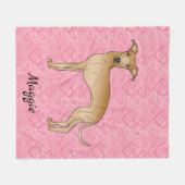 Fawn Italian Greyhound Niedlich Dog On Pink Hearts Fleecedecke (Vorderseite (Horizontal))