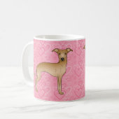 Fawn Italian Greyhound Niedlich Dog On Pink Hearts Kaffeetasse (Vorderseite Links)