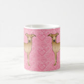 Fawn Italian Greyhound Niedlich Dog On Pink Hearts Kaffeetasse (Mittel)