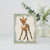 Fawn & Little Bird Postcard Postkarte (Stehend Vorderseite)