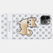 Fawn Long Coat Chihuahua Cartoon Dog & Name Case-Mate iPhone Hülle (Rückseite (Horizontal))