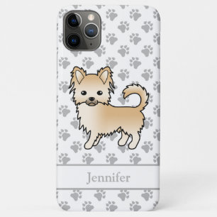 Fawn Long Coat Chihuahua Cartoon Dog & Name Case-Mate iPhone Hülle