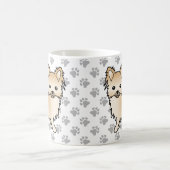 Fawn Long Coat Chihuahua Cartoon Dog & Paws Kaffeetasse (Mittel)