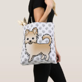 Fawn Long Coat Chihuahua Cartoon Dog & Paws Tasche (Von Nahem)