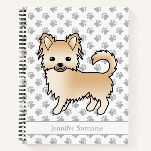 Fawn Long Coat Chihuahua Dog & Custom Text Notizblock (Vorderseite)
