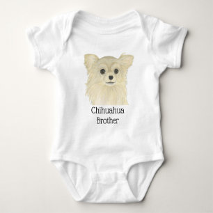 Fawn Long Haired Chihuahua Dog Baby Strampler