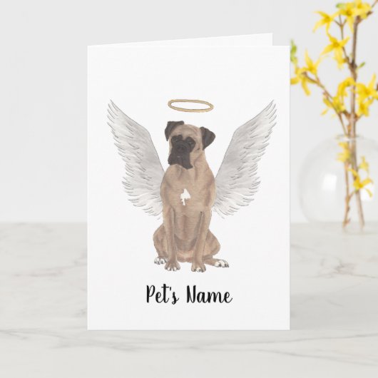 Fawn Masked Boxer Beileid Memorial Karte (Gelbe Blume)