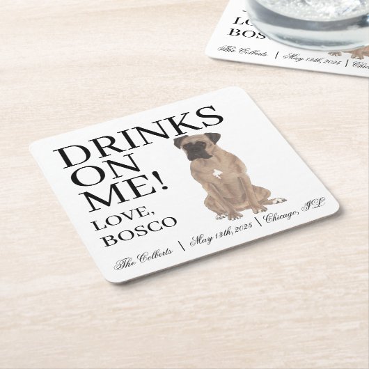 Fawn Masked Boxer Wedding Rechteckiger Pappuntersetzer (angewinkelt)