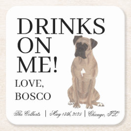 Fawn Masked Boxer Wedding Rechteckiger Pappuntersetzer