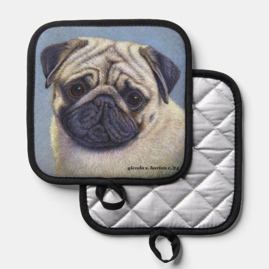 Fawn Mops Art Topflappen (Vorderseite/Rückseite)