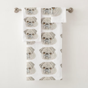 Fawn Mops  Badhandtuch Set
