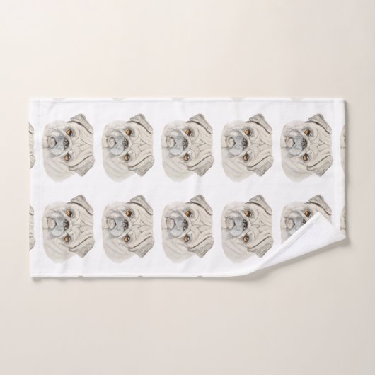 Fawn Mops Badhandtuch Set (Handtuch)