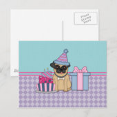 Fawn Mops Blank Birthday Einladungen (4) (Vorne/Hinten)