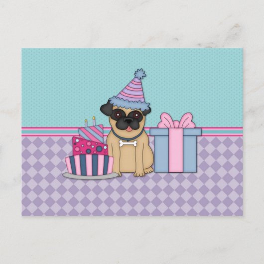 Fawn Mops Blank Birthday Einladungen (4) (Vorderseite)