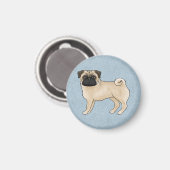 Fawn Mops Dog Canine Niedlicher Cartoon Illustrati Magnet (Vorderseite/Rückseite)