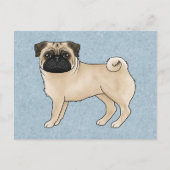 Fawn Mops Dog Canine Niedlicher Cartoon Illustrati Postkarte (Vorderseite)