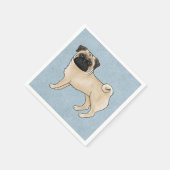Fawn Mops Dog Canine Niedlicher Cartoon Illustrati Serviette (Ecke)