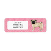 Fawn Mops Dog Cartoon Mops Liebe Herzmuster Rosa (Vorne)