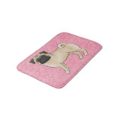 Fawn Mops Dog Cartoon Mops Pink Liebe Herzmuster Badematte (Schrägansicht)