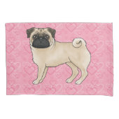 Fawn Mops Dog Cartoon Mops Pink Liebe Herzmuster Kissenbezug (Vorderseite-Links)