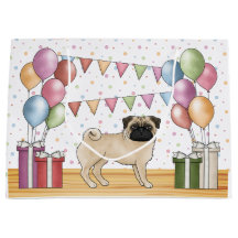 Fawn Mops Dog farbenfrohe Pastel Geburtstagsballon