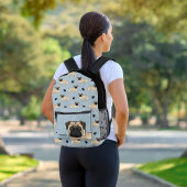 Fawn Mops Dog Mops Design-Muster mit dem Namen Blu Bedruckter Rucksack