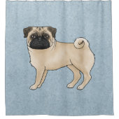 Fawn Mops Dog Niedlich Cartoon Mops Illustration B Duschvorhang (Vorderseite)