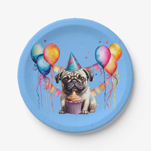 Fawn Mops Geburtstagsfeier Pappteller (Vorderseite)