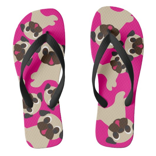 Fawn Mops Grumble Hot Pink Umdreh Flop Badesandalen (Fußbett)