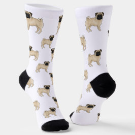 Fawn Mops Hund Breed Mops Design Cartoon Hundesche Socken