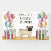 Fawn Mops Hund farbenfrohe Pastelle glücklich Gebu Banner (Horizontal)