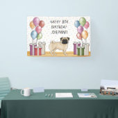 Fawn Mops Hund farbenfrohe Pastelle glücklich Gebu Banner (Messe)