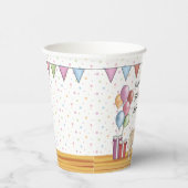 Fawn Mops Hund farbenfrohe Pastelle glücklich Gebu Pappbecher (Rechts)