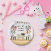 Fawn Mops Hund farbenfrohe Pastelle glücklich Gebu Pappteller (Party)