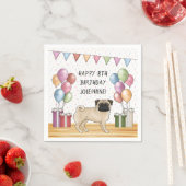 Fawn Mops Hund farbenfrohe Pastelle glücklich Gebu Serviette (Beispiel)