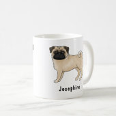 Fawn Mops Hund Niedlich Cartoon Hunde Mops mit Nam Kaffeetasse (VorderseiteRechts)