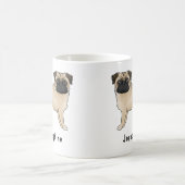 Fawn Mops Hund Niedlich Cartoon Hunde Mops mit Nam Kaffeetasse (Mittel)