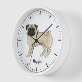 Fawn Mops Hund Niedliche Cartoon Illustration mit  Uhr (Winkel)