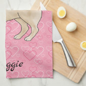 Fawn Mops Hund Niedlichen Mops und rosa Herzen mit Geschirrtuch (Viertel Falte)