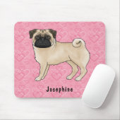 Fawn Mops Hund Niedlichen Mops und rosa Herzen mit Mousepad (Mit Mouse)