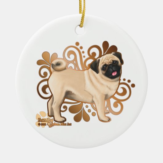 Fawn Mops Keramik Ornament (Vorne)