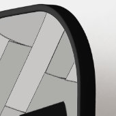 Fawn Mops mit Bowtie, Herringbone grau Pickleball Schläger (Linke Seite)