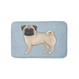 Fawn Mops Mops Breed Hund Cartoon Illustration Blu Badematte
