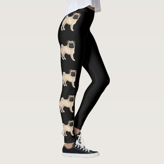 Fawn Mops Mops Hund Rasse Niedlich Cartoon Hunde S Leggings (Rechts)
