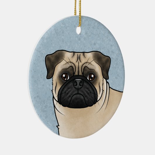 Fawn Mops Mops Hunde züchten Design Niedlicher Hun Keramik Ornament (Rechts)