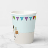 Fawn Mops Niedlich Cartoon Dog farbenfroh Geburtst Pappbecher