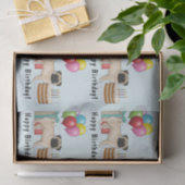 Fawn Mops Niedlich Cartoon Dog farbenfroh Geburtst Seidenpapier (Geschenk)